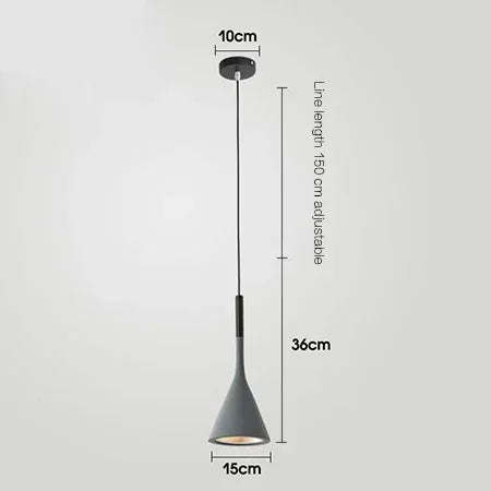 Alto pendant light, cone-shaped plated-steel ceiling pendant