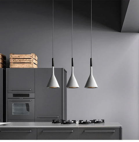 Alto pendant light, cone-shaped plated-steel ceiling pendant