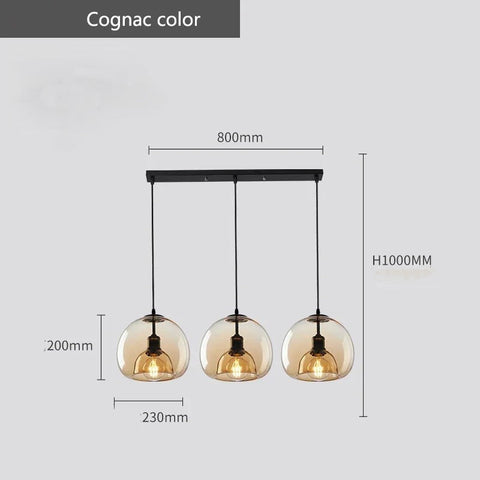 Cognac Glass Pendant Chandelier