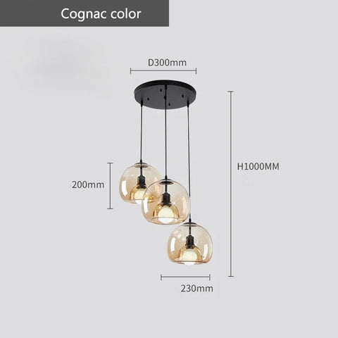 Cognac Glass Pendant Chandelier