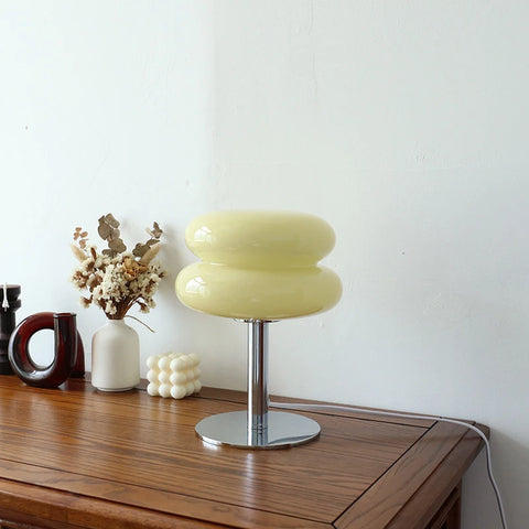 Macaron glass table lamp, pastel tiered glass bedside lamp