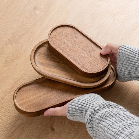 Japanese wooden serving tray, minimalist wood platter