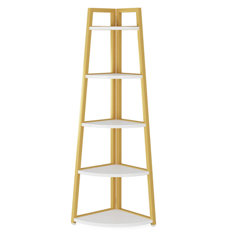 Corner bookcase, freestanding wooden corner shelf unit
