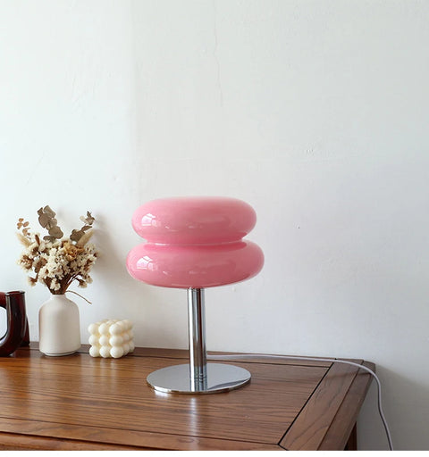 Macaron glass table lamp, pastel tiered glass bedside lamp