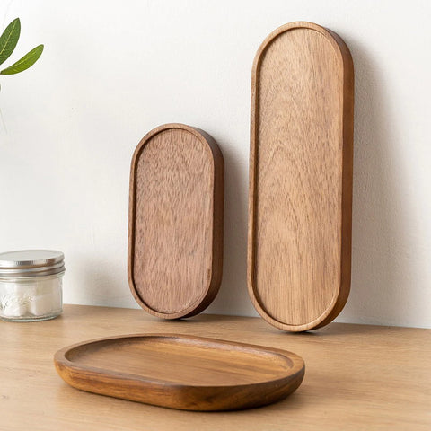 Japanese wooden serving tray, minimalist wood platter