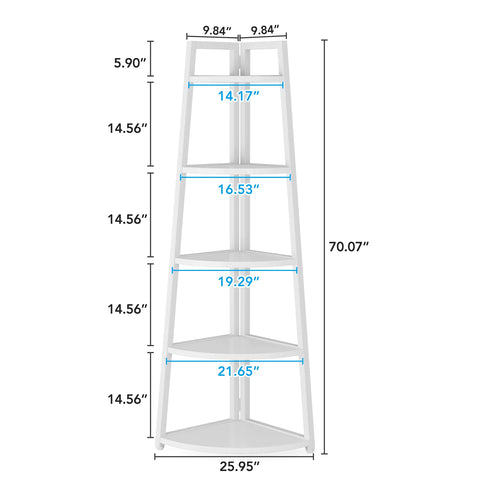 Corner bookcase, freestanding wooden corner shelf unit