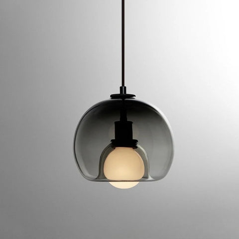 Cognac glass pendant chandelier, amber glass dining light