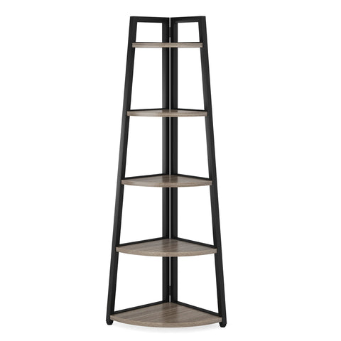Corner bookcase, freestanding wooden corner shelf unit