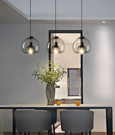 Cognac glass pendant chandelier, amber glass dining light