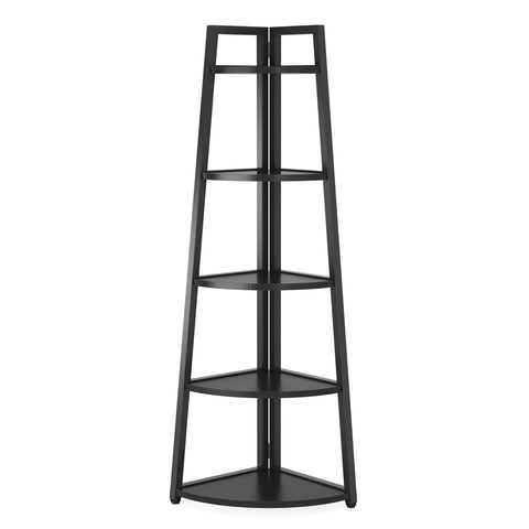 Corner bookcase, freestanding wooden corner shelf unit