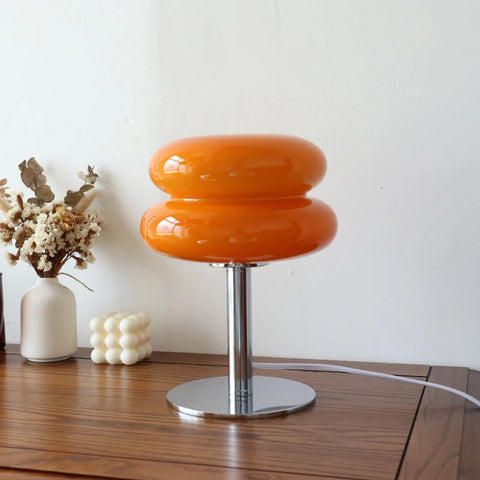 Macaron glass table lamp, pastel tiered glass bedside lamp