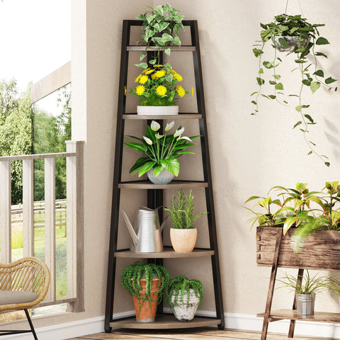 Corner bookcase, freestanding wooden corner shelf unit