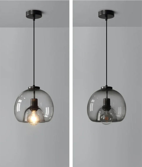 Cognac glass pendant chandelier, amber glass dining light