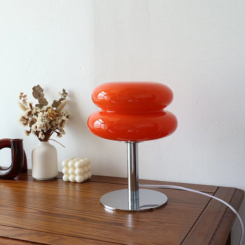 Macaron glass table lamp, pastel tiered glass bedside lamp