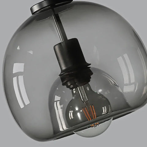 Cognac glass pendant chandelier, amber glass dining light