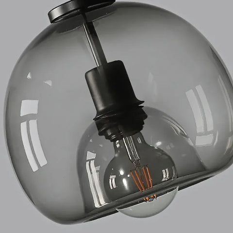 Cognac glass pendant chandelier, amber glass dining light
