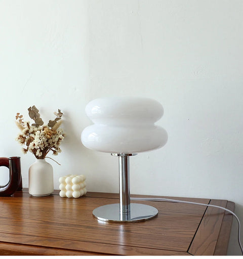 Macaron glass table lamp, pastel tiered glass bedside lamp