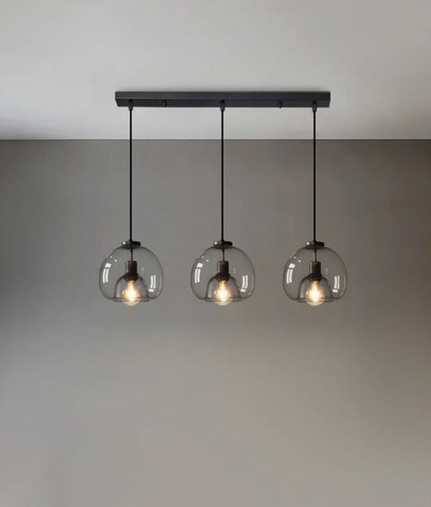 Cognac glass pendant chandelier, amber glass dining light