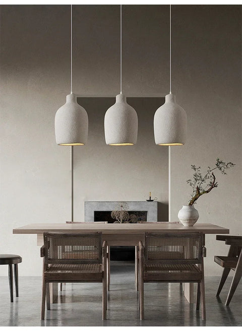 Wabi-Sabi dining chandelier, layered organic pendant light