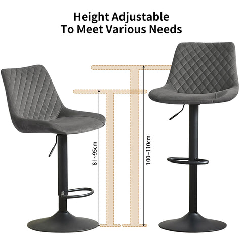 Adjustable swivel bar stool height range — seat 61–80 cm, overall 100–110 cm