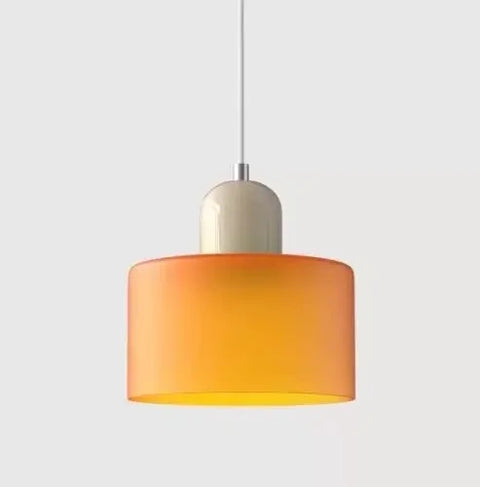 Amber glass pendant light with a grey cap
