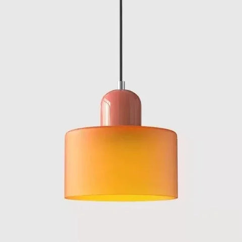 Amber glass pendant light with a terracotta cap