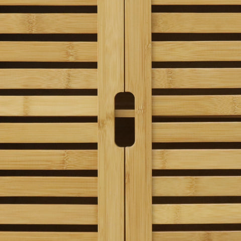Louvred bamboo door detail with the handle