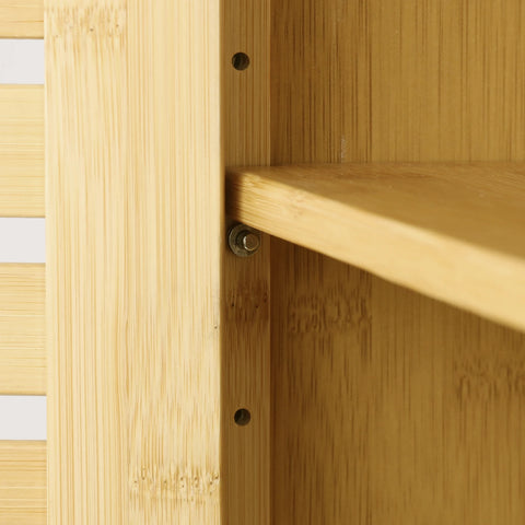 Inside the bamboo wall cabinet, shelf and joint detail
