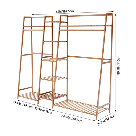Bamboo ladder garment rack frame, shown empty