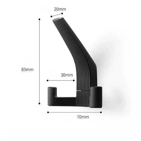 Black wall hook — 83 mm tall, 70 mm deep, 30 mm wide