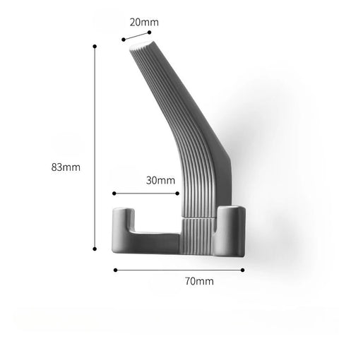 Brushed silver wall hook — 83 mm tall, 70 mm deep, 30 mm wide