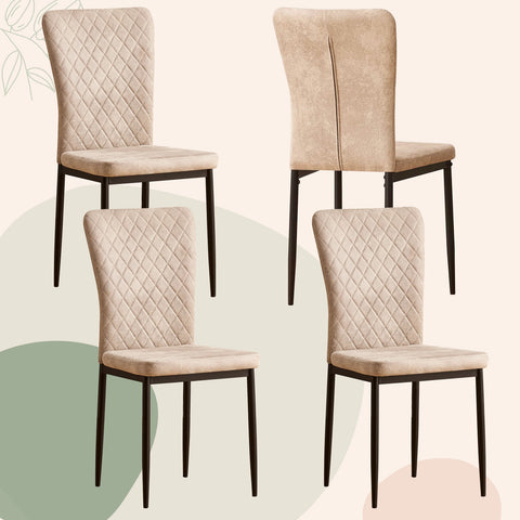 Four beige suede chrome leg dining chairs