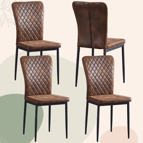 Four brown suede chrome leg dining chairs