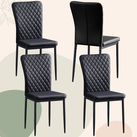 Four charcoal dining chairs with black legs
