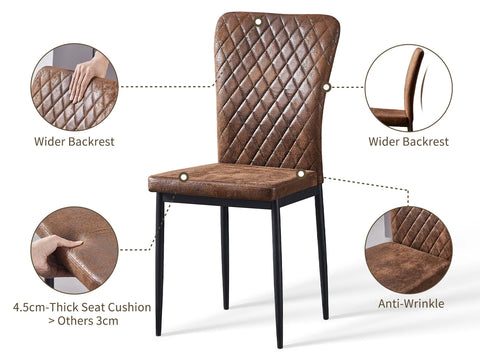 Chrome leg dining chair features — wider backrest, 4.5 cm seat cushion and anti-wobble feet