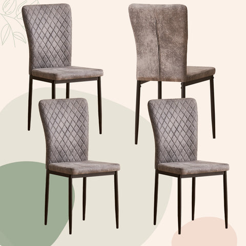 Four grey suede chrome leg dining chairs