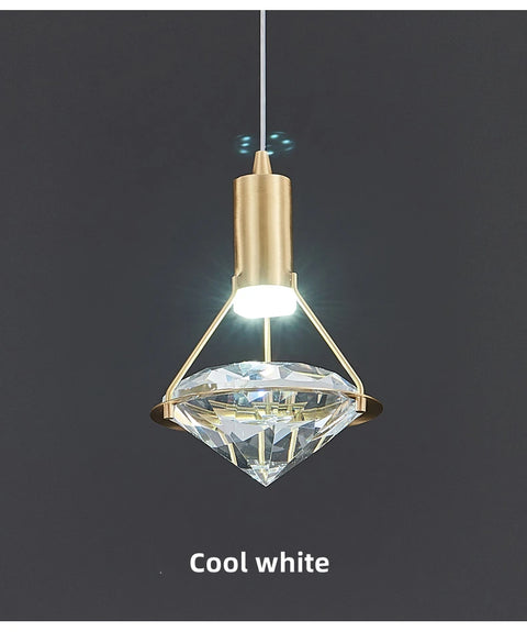Copper and crystal pendant light in cool white