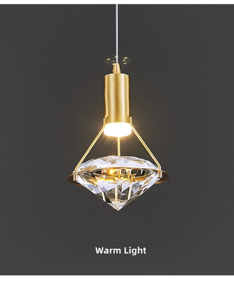 Copper and crystal pendant light in warm white