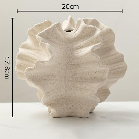 Coral ceramic vase, large size, 20cm wide and 17.8cm tall