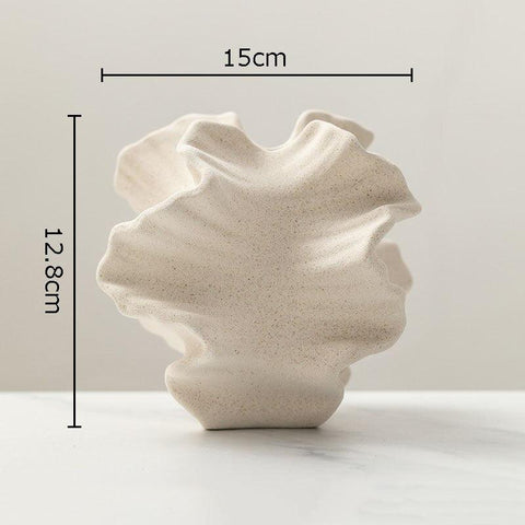 Coral ceramic vase, small size, 15cm wide and 12.8cm tall
