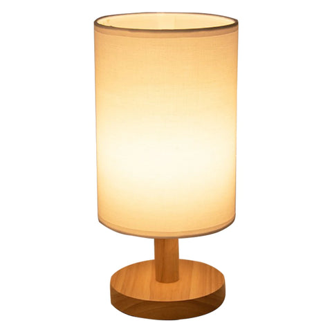 Cylinder bedside lamp, shade A, plain linen
