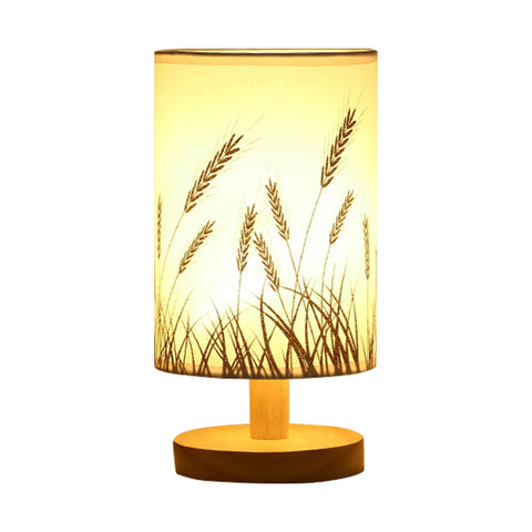 Cylinder bedside lamp, shade B, wheat grass pattern