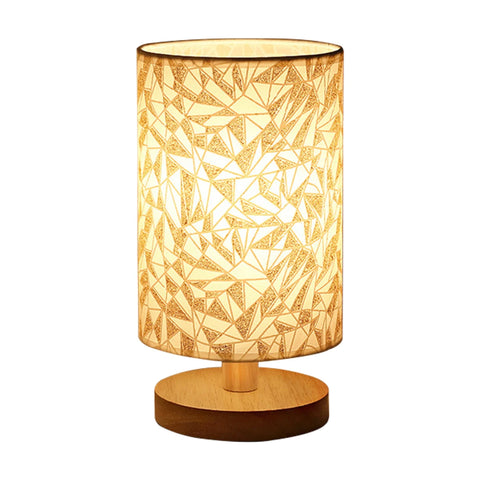 Cylinder bedside lamp, shade C, leaf pattern