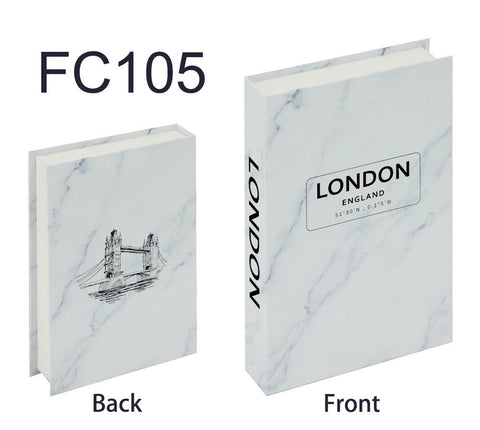 Decorative book box, London marble cover, front and back