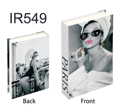 Decorative book box with a fashion photograph Paris cover, front and back