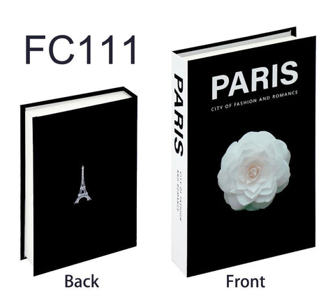 Decorative book box, Paris white flower cover, front and back