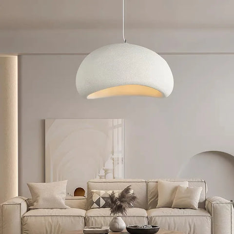Dome pendant light in a neutral living room