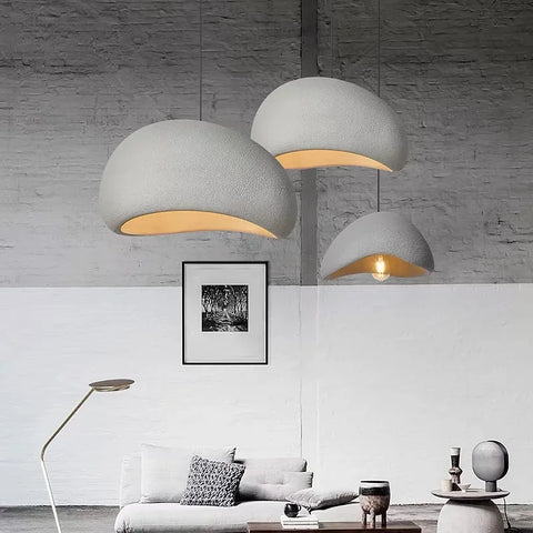Dome pendant lights hanging in a living room