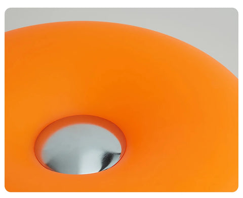 Close-up of the donut lamp's rounded top and centre well