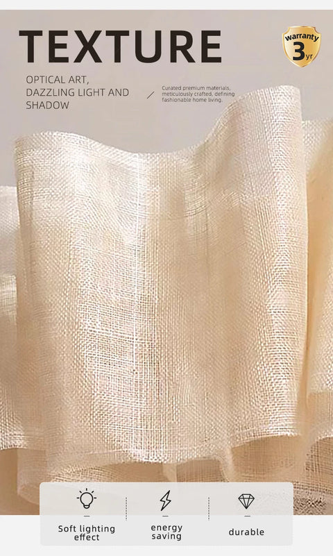 Close-up of the chandelier's pleated fabric texture